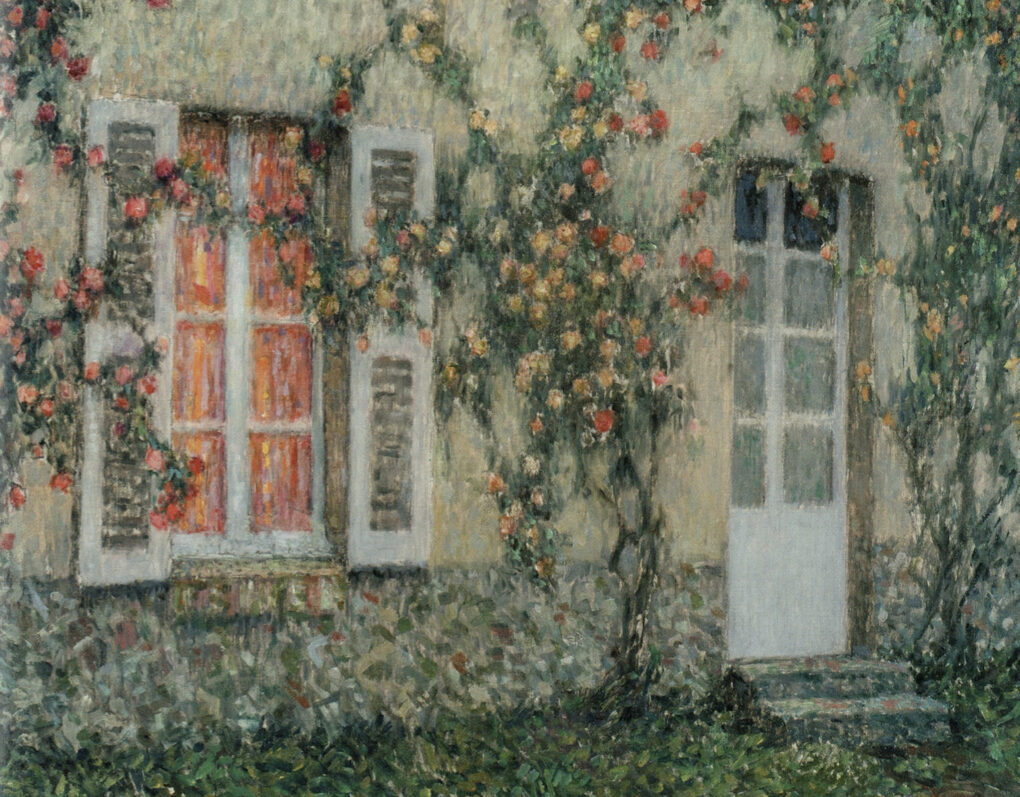 アンリ・ル・シダネル　「ヴェルサイユ、薔薇に囲まれた家」1936年　65×81.3cm