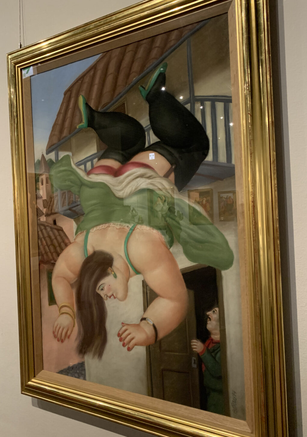 フェルナンド・ボテロ　「バルコニーから落ちる女」　1994年　油彩/キャンバス　102×71cm
