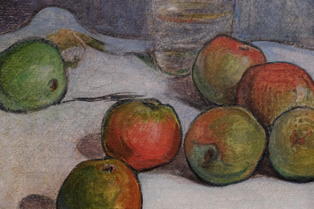ウラディスラウ・スレヴィンスキー　《水の入ったグラスとりんごのある風景》  