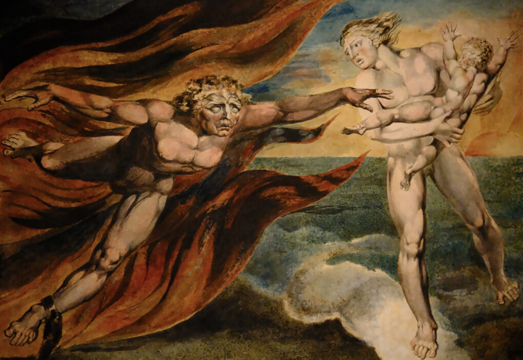 William Blake 　ウィリアム・ブレイク　善と天使と悪の天使　1795年　テート美術館展　新国立美術館